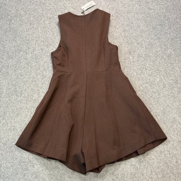 Women's Nasty Gal Brown Button Front and Pleated Romper Size 4 NEW - Picture 8 of 9